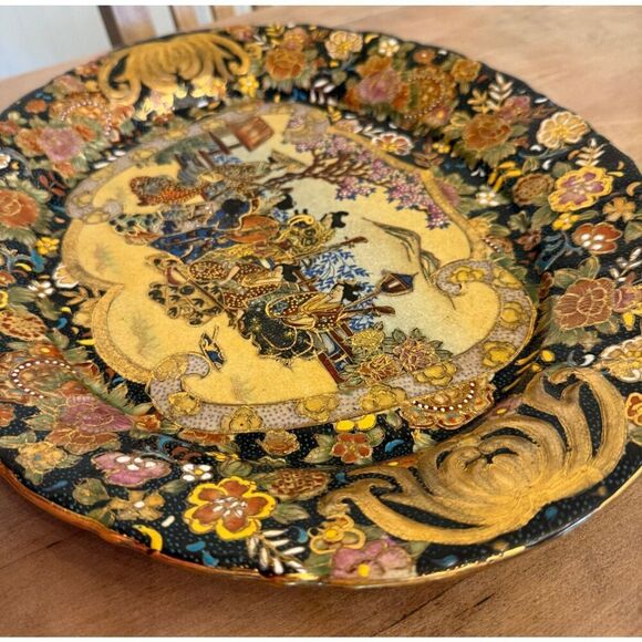 Japanese Meiji Satsuma Polychrome Porcelain " Geisha's Garden Song" Oval Platter - Picture 4 of 8